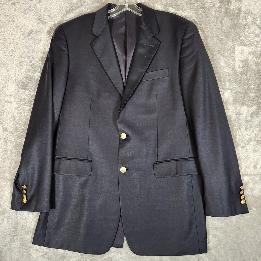 Lauren Ralph Lauren Blazer Men's 40L Navy Suit Jacket Green‎ Label 100% Wool